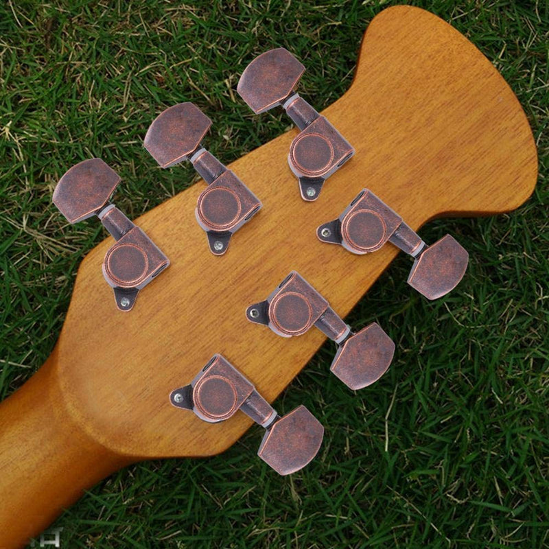 Dilwe Guitar Tuning Pegs, 3L 3R Locking Tuners Machine Heads Tuners Tuning Button Accessories for Acoustic Electric Guitar