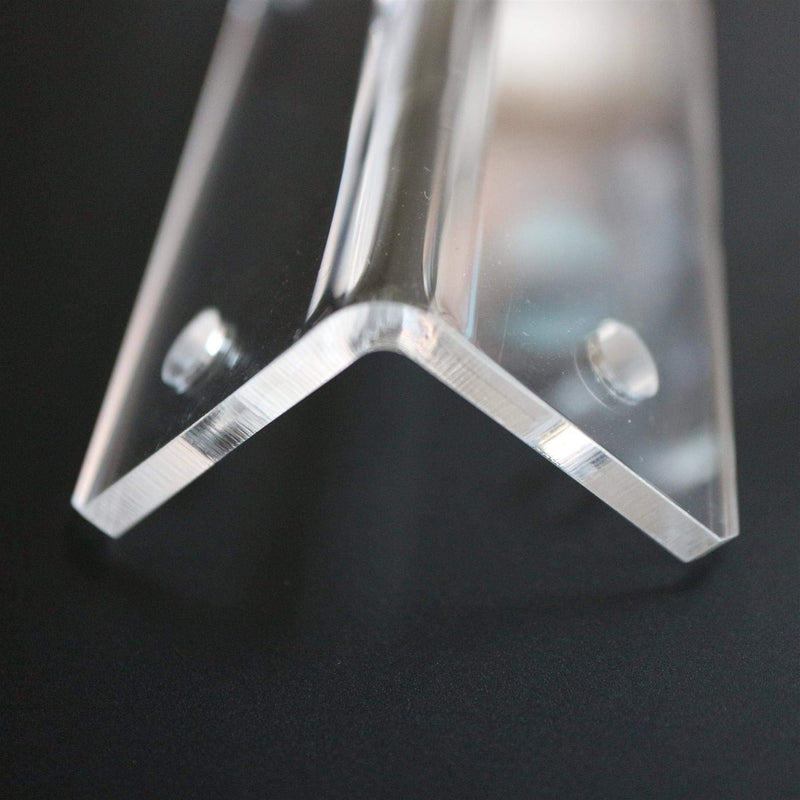 4 x Angled L Brackets, Polished Clear Transparent Perspex Acrylic + 20x M5 Bolts, Clear Right Angle Bracket, Corner