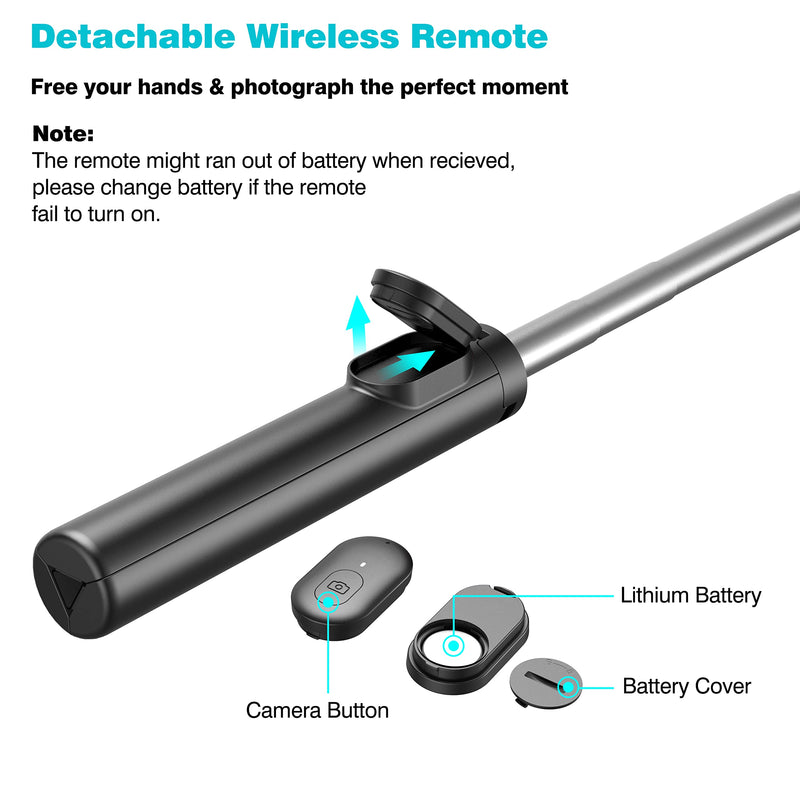 [AUSTRALIA] - Selfie Stick, Extendable Selfie Stick Tripod with Wireless Remote, Portable Phone Tripod Stand for Group Selfie/Live Streaming/Video Recording Compatible with All Cellphone, Compact Size & Lightweight 