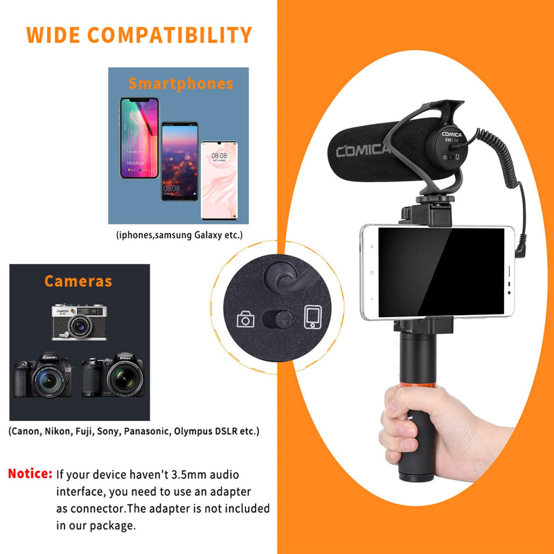 Comica CVM-V30 LITE Video Microphone Super-Cardioid Condenser On-Camera Shotgun Microphone for Canon Nikon Sony Panasonic Camera/DSLR/iPhone Samsung Huawei with 3.5mm Jack（Black） CVM-V30 LITE B