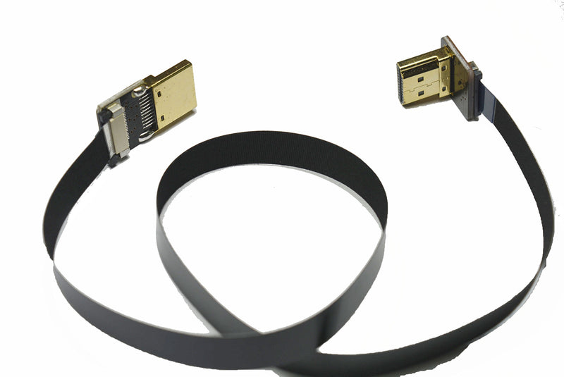 Flat Slim Thin HDMI FFC FPV HDMI Cable Standard HDMI Male to Standard HDMI Male 90 Degree for RED blackmagic BMCC Sony FS7 Canon C300 Black (50CM) 50CM A1-A2-BLACK-19.5"