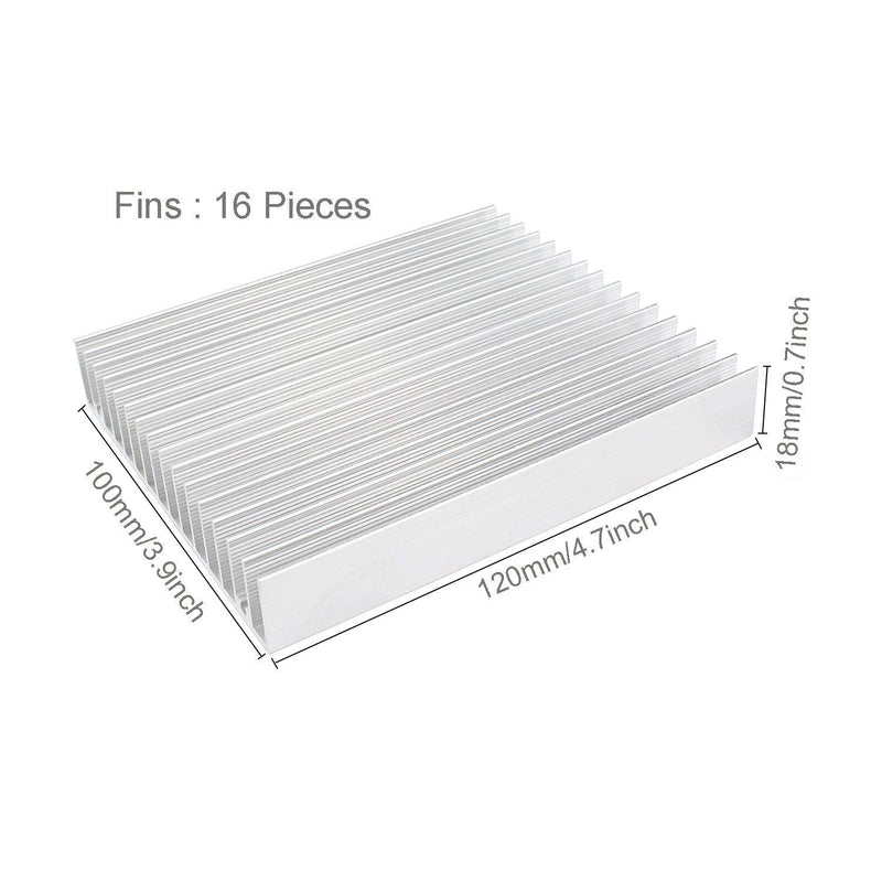 Aluminum Heat Sink Heatsink Module Cooler Fin for High Power Transistor Semiconductor Devices with 16 Pieces fins 120mmx 100mm x 18mm (1 Piece) 1 Piece