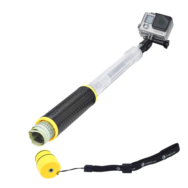 CamKix Waterproof Telescopic Pole Floating Hand Grip - Compatible with Gopro Hero 7, 6, 5, Black, Session, Hero 4, Session and DJI Osmo Action Yellow
