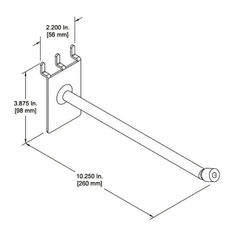 D'Luca 10" Padded Hook Fits Slatwall And Peg Wall
