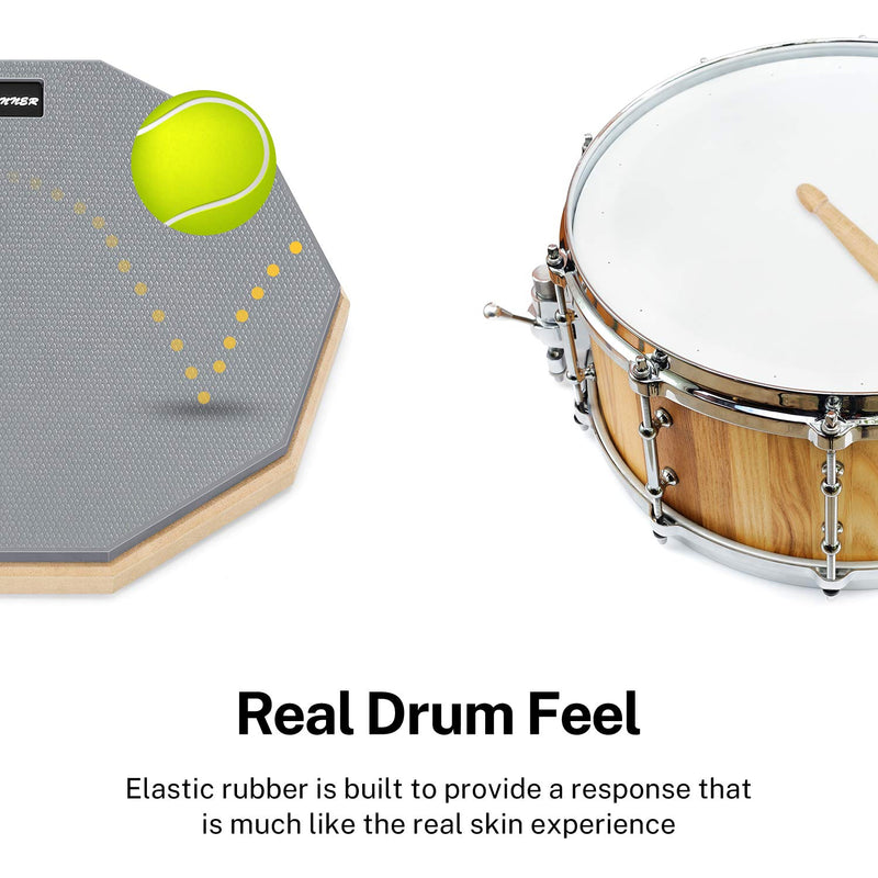 Donner Drum Practice Pad, 8 Inch Double Sided Silent Drum Pad With Drumsticks, Gray Grey