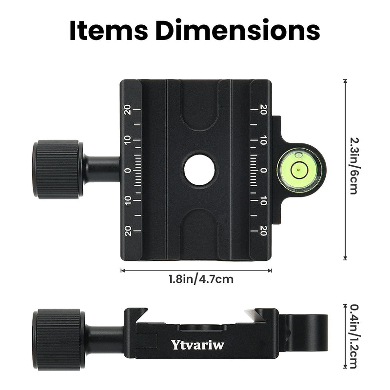 60mm Quick Release Plate QR Clamp 3/8" with 1/4" Adapter &Bubble Level Ytvariw ,Adjustable Lever Knob, Compatible for Tripod Ball Head(60MM) 60MM