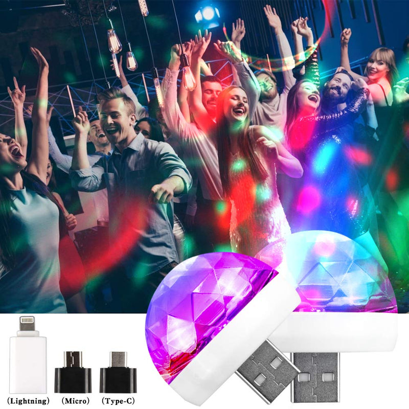 USB Mini Disco Light,LED Car Atmosphere Light,Sound Activated Magic Strobe RGB Stage Light for Home Room Dance Parties Birthday Wedding and Christmas
