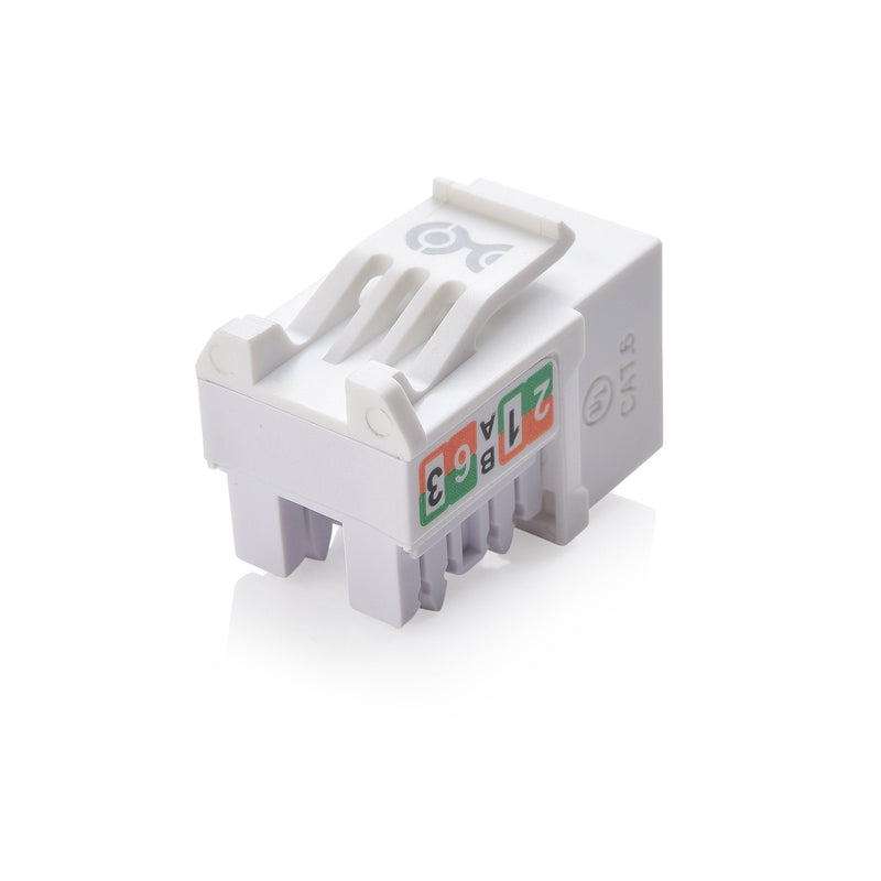 Cable Matters UL Listed 25-Pack Slim Profile 90 Degree Cat 6, Cat6 RJ45 Keystone Jack with Keystone Punch Down Stand in White (Model 180070)