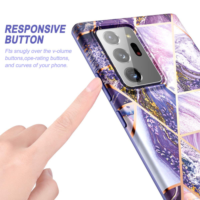 SURITCH for Samsung Galaxy Note 20 Ultra Case, [Built-in Screen Protector] Marble Full-Body Protection Shockproof Rugged Bumper Protective Cover for Galaxy Note 20 Ultra 5G 6.9 Inch (Lavender Marble) Lavender Marble