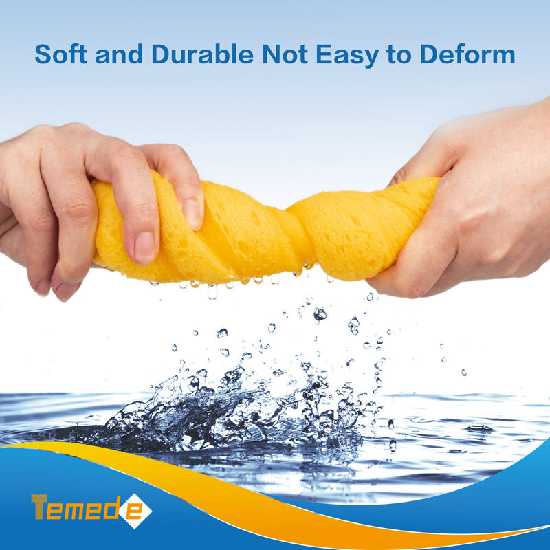 Temede Car Wash Sponge, Large All Purpose Sponges for Cleaning, 2.4in Thick Foam Scrubber Kit, Sponges for Dishes, Tile, Bike, Boat, Easy Grip Sponge for Kitchen, Bathroom, Household Cleaning, 5pcs