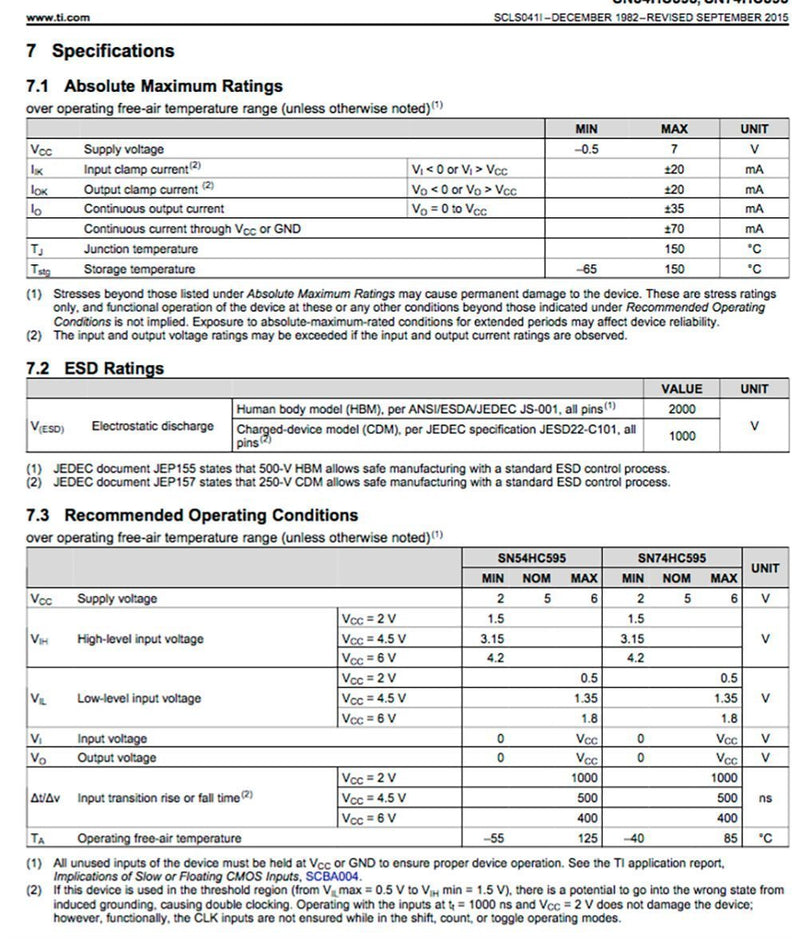 Texas Instruments SN74HC595N 8-Bit Shift Registers With 3-State Output Registers (Pack of 4)