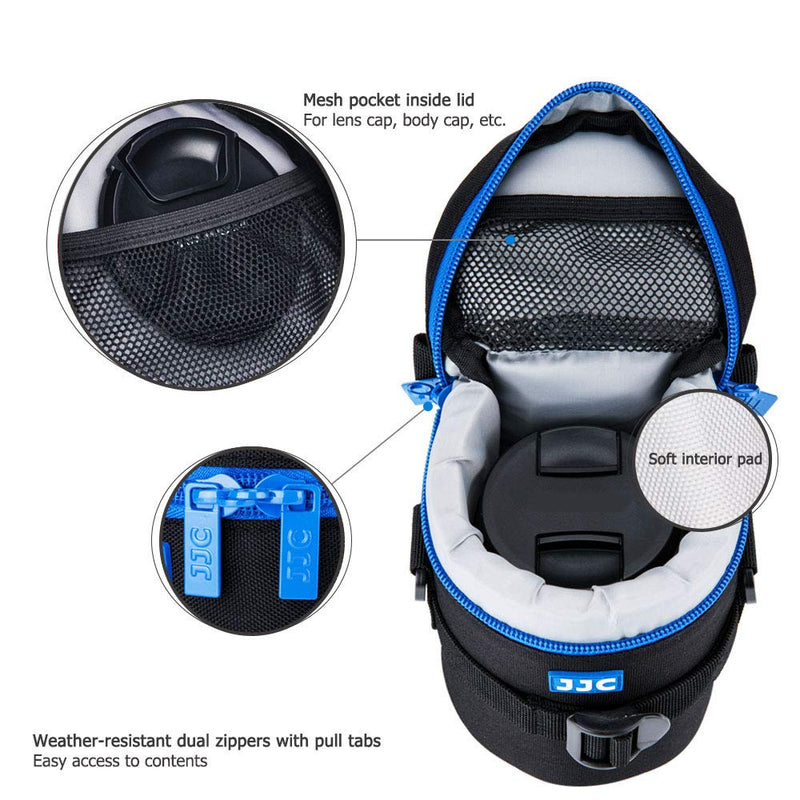 [AUSTRALIA] - JJC Deluxe Lens Case Pouch for Canon EF-S 18-135mm/17-55mm/17-85mm/55-250mm/24-70mm f4L,Nikon AF-S 18-200mm/18-105mm/100-300mm/55-200mm,Sony E 55-210mm and Other Lens Below 3.15" x 5.98"(D x L) M Size 
