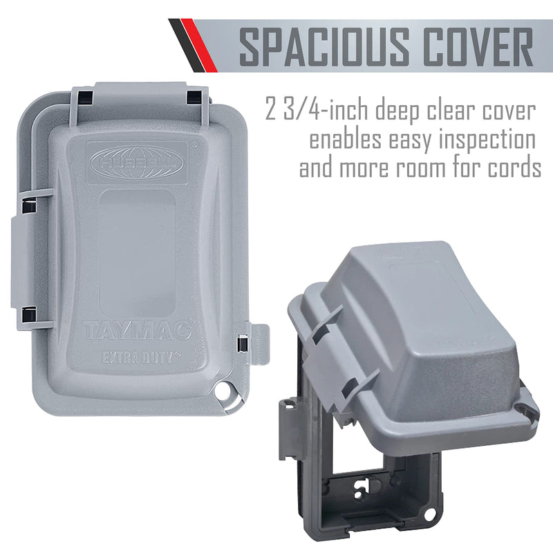 TayMac MM420G Single Non-Metallic 1-Gang Nonmetallic Extra Duty Weatherproof In-Use Horizontal/Vertical 16-in-1 Standard Cover, 2.75 in, Gray