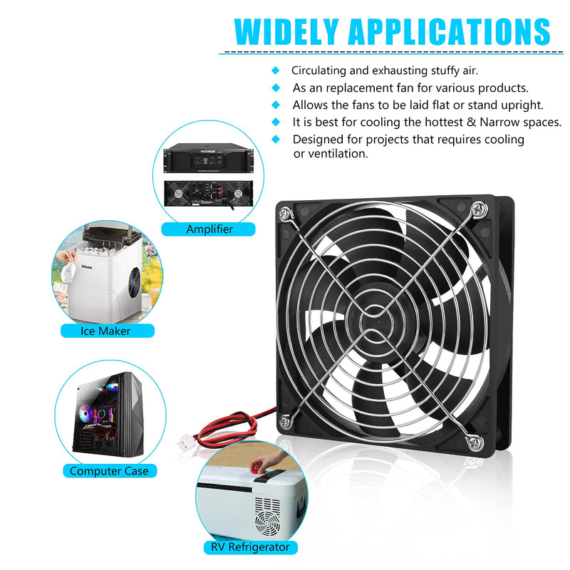 KEYFANCLUB 2-Pack 120mm Fan DC 12V Computer Fan 120mm x120mm x 25mm 2-Pin High Performance Cooling Fan 1500RPM