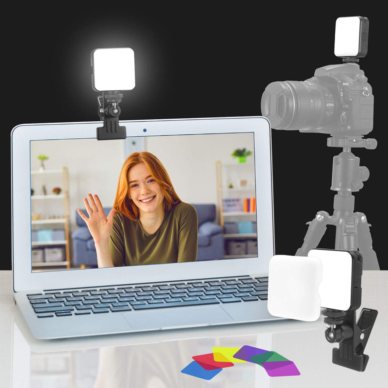 Video Conference Lighting, 6 RGB LED Video Light with Clip, (Black)