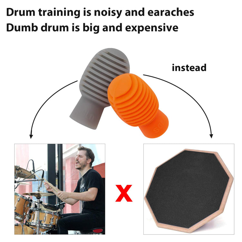 8 Pieces Drum Mute Drumstick Silent Tip Drum Dampener Accessory Rubber Practice Percussion Tips Mute Replacement Drum Practice Tips (Orange and Grey)