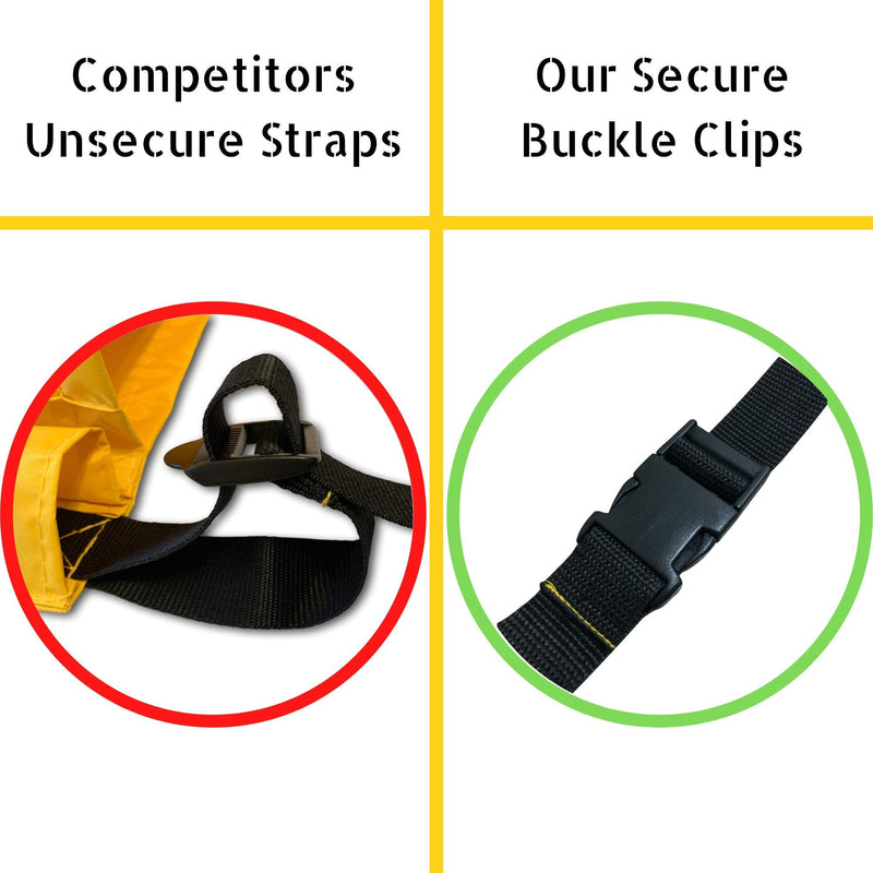 Yellow Trash Can Caddy Bag For Garbage Bins | Brute Compatible | Fits 32 - 50 Gallon Can | Heavy Duty Vinyl Construction | Large Commercial Size | Organizer For Cleaning, Maid, & Janitorial Duties