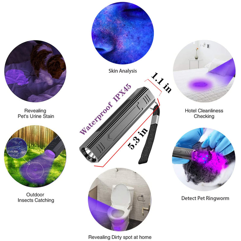 [AUSTRALIA] - Wood's UV Lamp,Portable 365nm Pet Cat Dog UV Black light Flashlight Cat Ringworm Detector,Doctor Pet Urine Detector for Analyzing Skin Dog Cat Care Bed Bug Inspection 