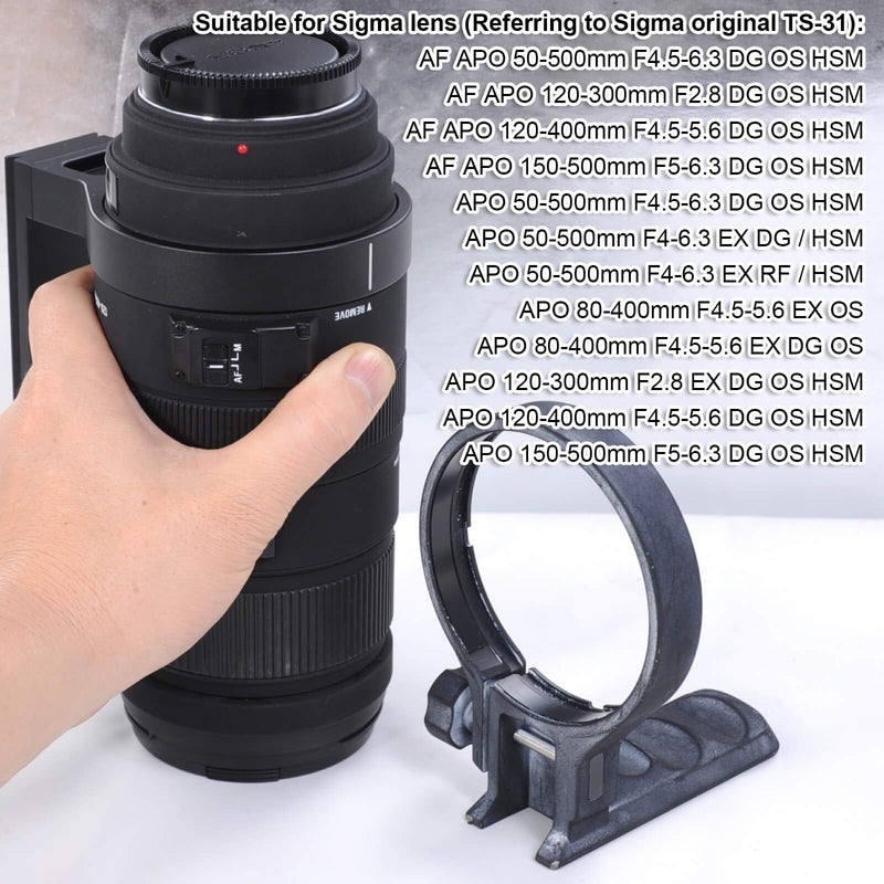 Lens Support Collar Tripod Mount Ring for Sigma TS-31 AF APO 50-500mm F4.5-6.3 DG OS HSM, AF APO 120-300mm F2.8 DG OS HSM, AF APO 120-400mm F4.5-5.6 DG OS HSM -Bottom is Camera Quick Release Plate