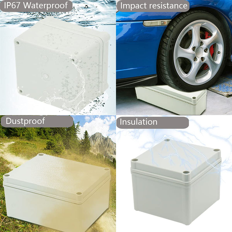 Zulkit Junction Box ABS Plastic Dustproof Waterproof IP67 Junction Boxes Universal Electrical Project Enclosure Durable DIY Electronic Project Box Grey 7.87 x 7.87 x 3.74 inch (200 x 200 x 95 mm) 7.87" x 7.87" x 3.74"