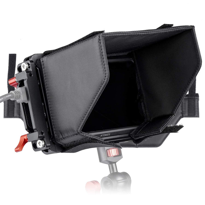 ANDYCINE Monitor Cage with Sunhood for Atomos Nijna V,Atomos Shinobi,Built-in NATO Rails and HDMI Cable Clamp