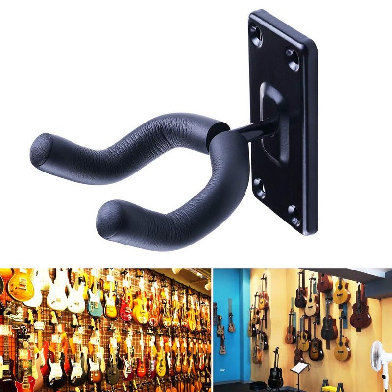 Guitar Wall Mount Hanger Hook Holder Stand 1 Pack Guitar Hangers Hooks for Acoustic Electric and Bass Guitars (Black)