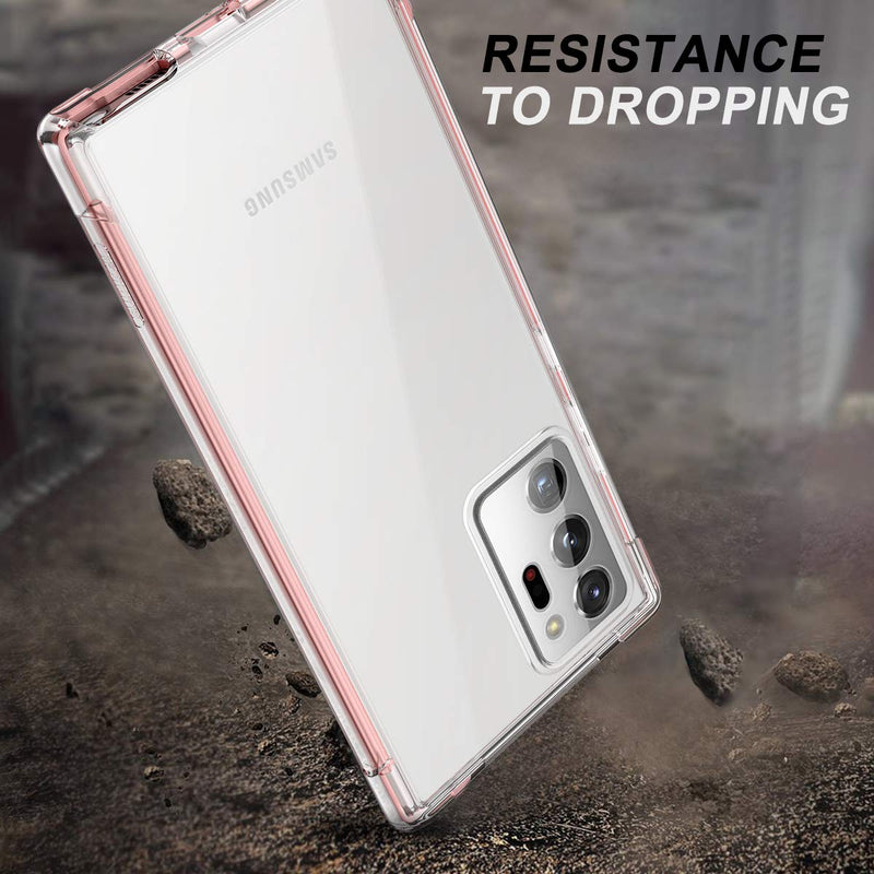 SURITCH Clear Case for Samsung Note 20 Ultra,[Built in Screen Protector]Full Body Protection Hard Shell+ TPU Bumper Shockproof Rugged Protective Cover for Samsung Galaxy Note 20 Ultra 6.9"(Rose Gold) Rose Gold