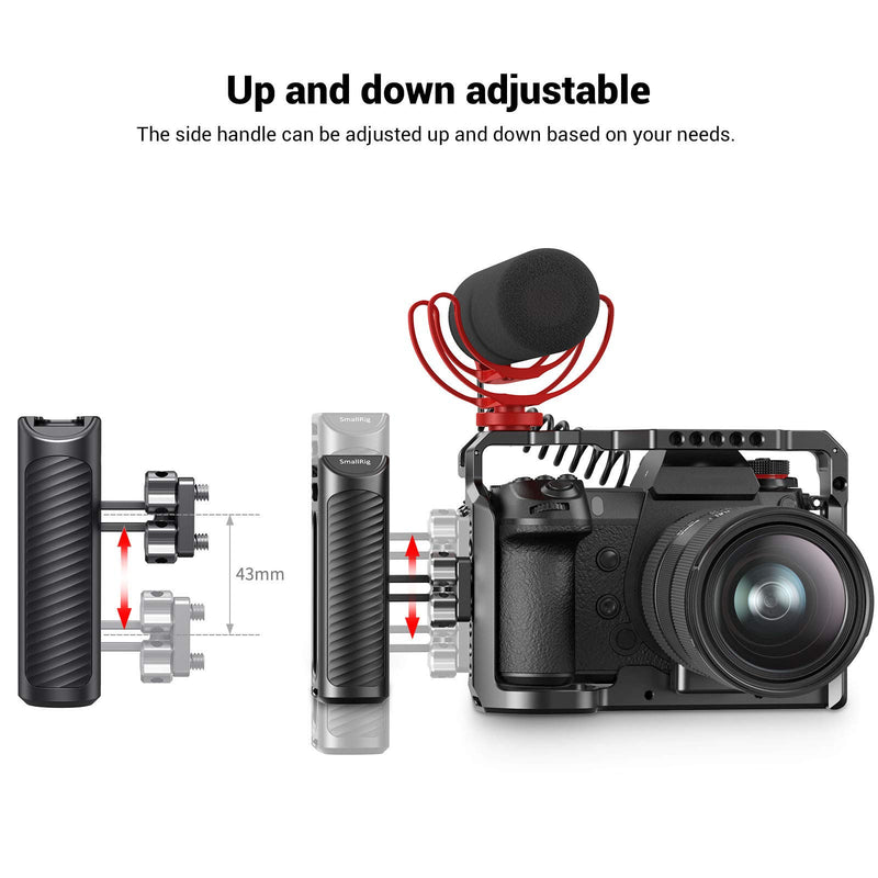 SMALLRIG Universal Aluminum Side Handle Grip for DSLR Camera Cage with Cold Shoe Mount Built-in Wrench, 1/4 Threaded Holes - HSS2425 Locks via Two 1/4”-20 Screws