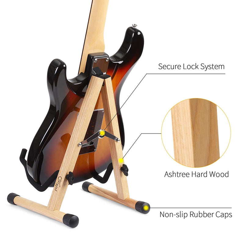 [AUSTRALIA] - Guitar Stand, Wood Acoustic Guitar Stand, Mini Electric Guitar Stand Adjustable, Guitar Display Stand Guitar Floor Stand with Foam Padded, Folding Bass Guitar Stand for Cello Banjo Mandolin Ukulele Ash Wood 