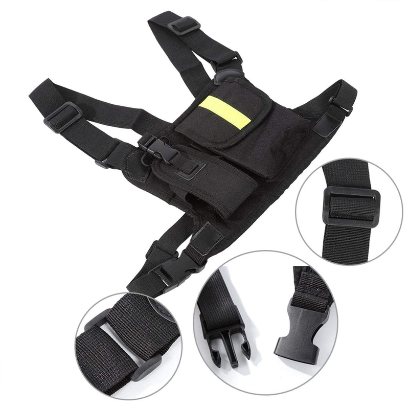 Socobeta Chest Harness Front Pack Adjustable Bright Yellow Nylon Holster Vest Chest Rig for Walkietalkie