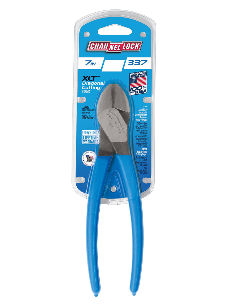 Channellock Diagonal Cutters, 7 In, Blue, Gray (337)