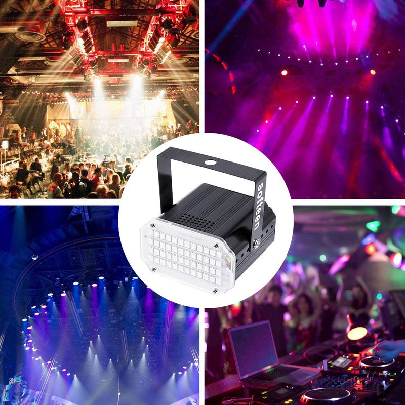 [AUSTRALIA] - Mini Stage Strobe Light with 48 Super Bright Led, softeen 7 Colors Sound Activated Stage Lighting Automated Flash Mode Adjustable Flash Speed Control, Wireless Remote, Ideal for Wedding Disco Party 48 led Multicolored 