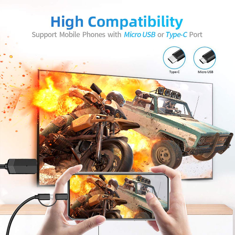 2 in1 USB Type C Micro USB to HDMI Cable MayLowen MHL to HDMI Adapter 1080P HD HDTV Mirroring Cable for All Android Smartphones to TV Projector Monitor