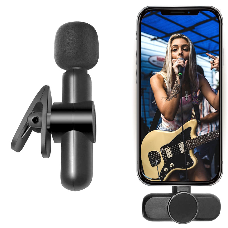 Wireless Lavalier Microphone for Live Streaming(YouTube,Facebook,vlog) 2.4GHz Lapel mic Compatible with iPhone/ipad, Plug and Play, no app Needed,omnidirectional Voice Reception.