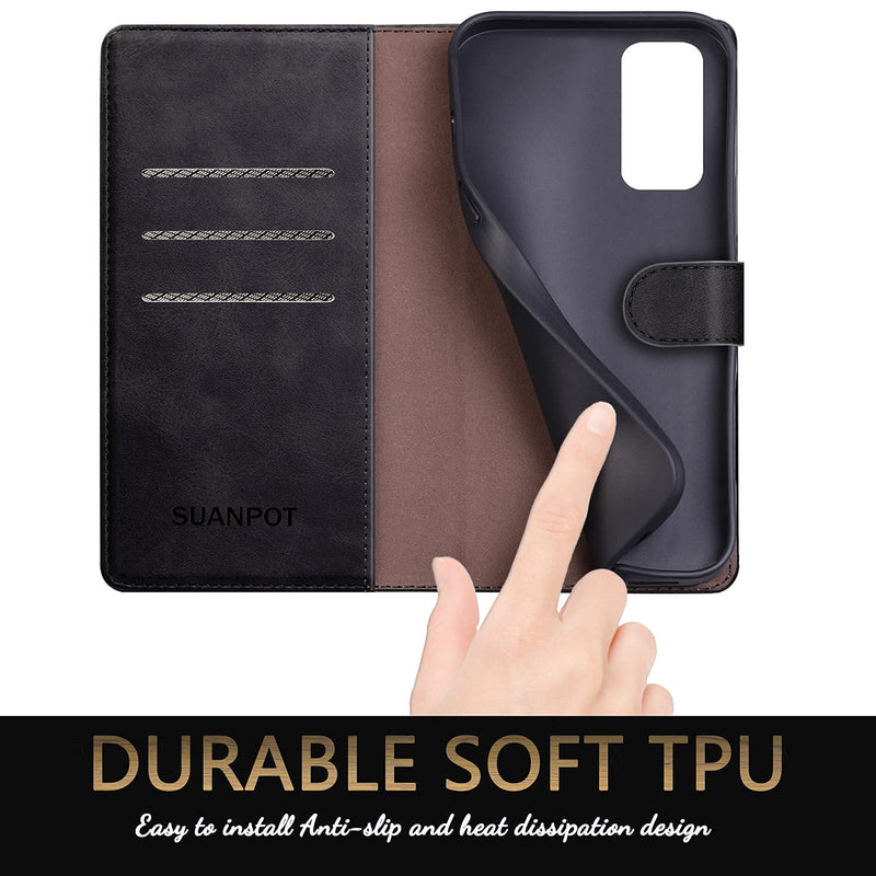 SUANPOT for Samsung Galaxy S20 6.2"(NON S20+/S20 Utra) with RFID Blocking Leather Wallet case Credit Card Holder,Flip Folio Book Phone case Shockproof Cover Women Men for Samsung S20 case Wallet Black For S20 6.2 Inch