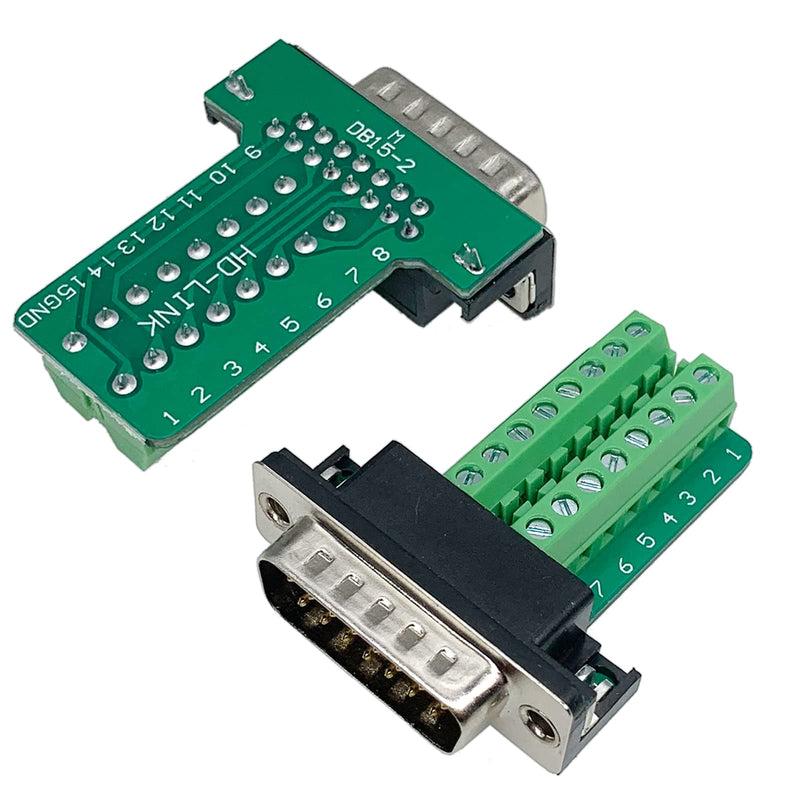 [AUSTRALIA] - Jienk 10PCS DB15 RS232 D-SUB Serial Adapters, 15Pin Port Terminal Solderless Breakout Board Connector with Case Accessories (DB15 Male) DB15 Male 