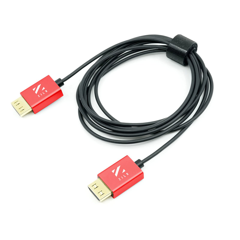 ZILR 8K Ultra Speed Hyper Thin HDMI 2.1 Cable 2M 6.6' Type-A- Type-A Secure Locking, 8K60, 4320p, 4K120, 2160p, HD240, 1080p 3D, 48Gbps, 10bit Color, Audio Return(eARC) HDCP2.2, HDR10, Ethernet… HDMI 2.1 Type A -Type A 2m