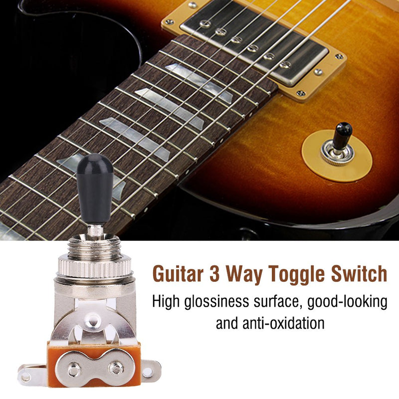 Guitar 3 Way Toggle Switch, Metal Pickup Selector Toggle Switch with Brass Tip Knob for LP Style Electric Guitar (Silver)