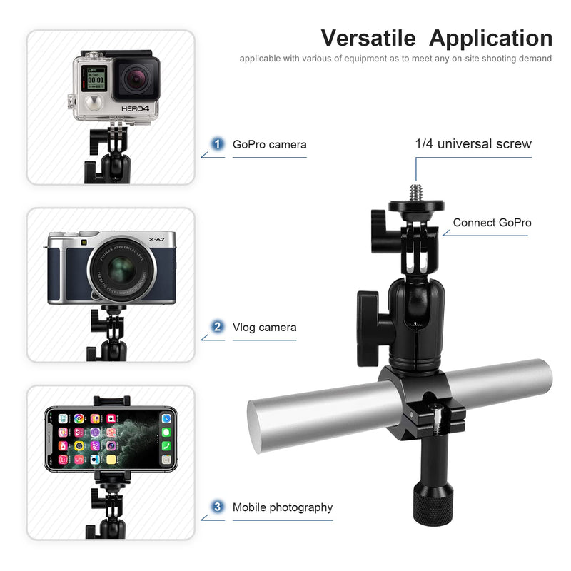 YUSEN 0.75-1.2inch Handlebar/Seatpost/Pole Mount with 1/4&360° Rotation,Perfect All-Aluminum Bike/Motorcycle Handlebars for Go Pro Hero 10/9/8/7/6/5/4/3/2,DJI Osmo Action AKASO (Black)