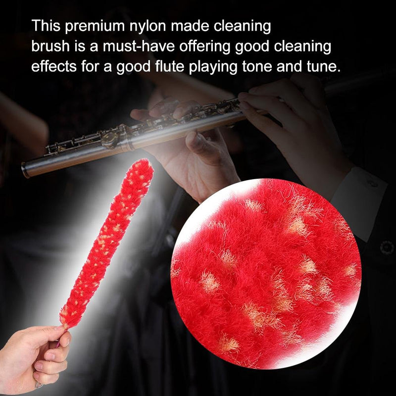 Flute Cleaning Brush, Red Nylon Flute Cleaning Swab Brush Moisture Cleaner Music Instrument Parts, Flute Cleaner