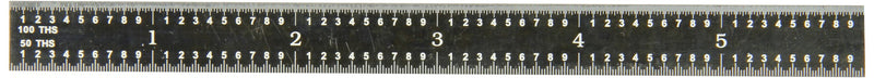 Fowler 52-308-006 Flexible Black Steel EZ Read Rule, 6" Length, 1/2" Width, 0.020" Thickness, 16R Graduation