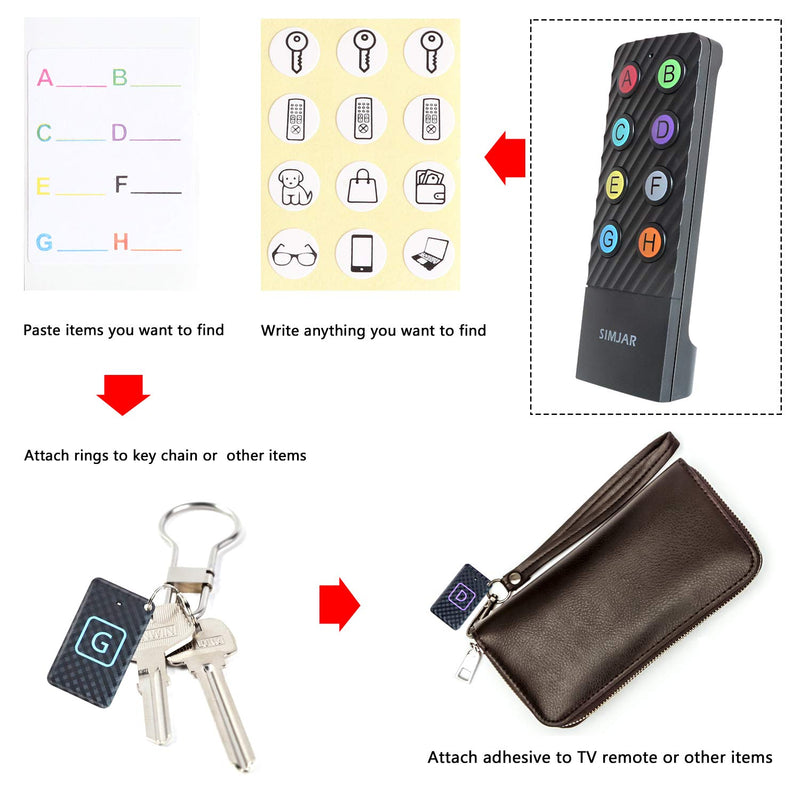 Key Finder with Lanyard for Remote & Up to 100ft Working Range, SIMJAR Wireless RF 90dB Item Locator Tracker Support Remote Control, 8 Receivers - Pet/Wallet/Phone/Glasses Box Tracker