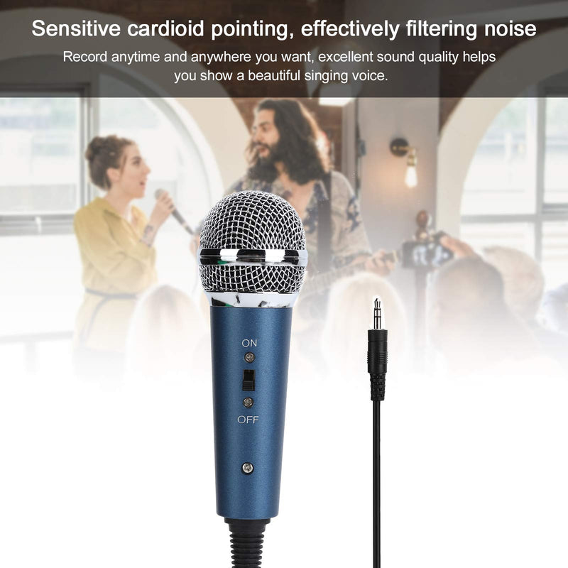 Lazmin112 Handheld Microphone, Wired Cardioid Pointing Condenser Mic with UShaped 3.5mm Audio Adapter, Realtime Monitoring, for Computer Karaoke(blue) blue
