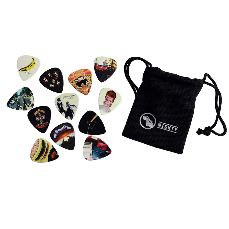12 x Classic Albums Guitar Pick Set. Guitar Plectrums For Every Guitarist. Double Sided Printing. Picks Sized 0.46, 0.71, 0.81, 0.88, 0.96 And 1.2 mm Included (Set 1) Set 1