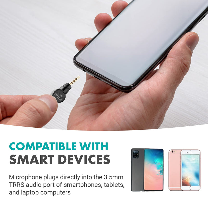 Movo MA5SP 3.5mm TRRS Shotgun Microphone for iPhone or Android Devices - Omnidirectional Phone Microphone with 180° Rotation - Mini Travel Smartphone Microphone for Video, Vlogging, Interview, Travel
