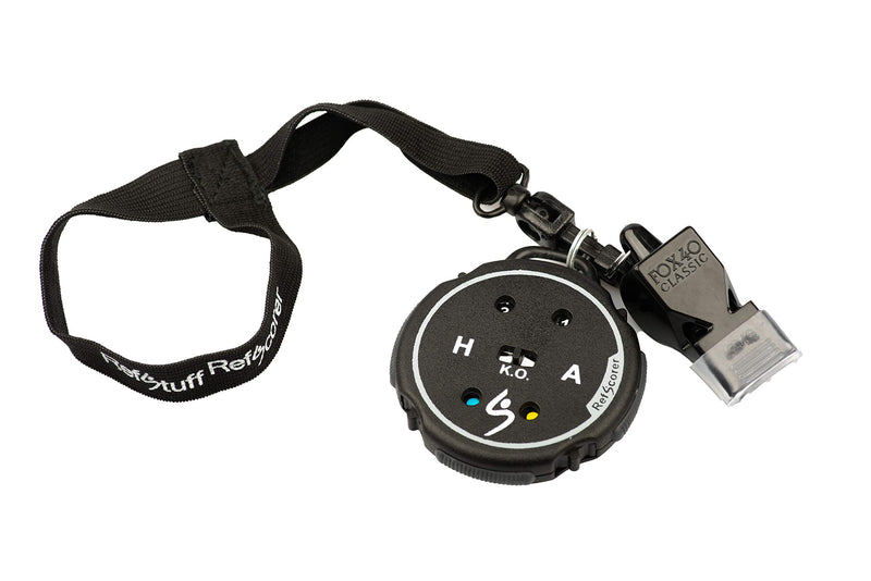 Referee Whistle Fox 40 Classic CMG Cushioned Mouth Grip on a RefStuff Elasticated Wrist Lanyard