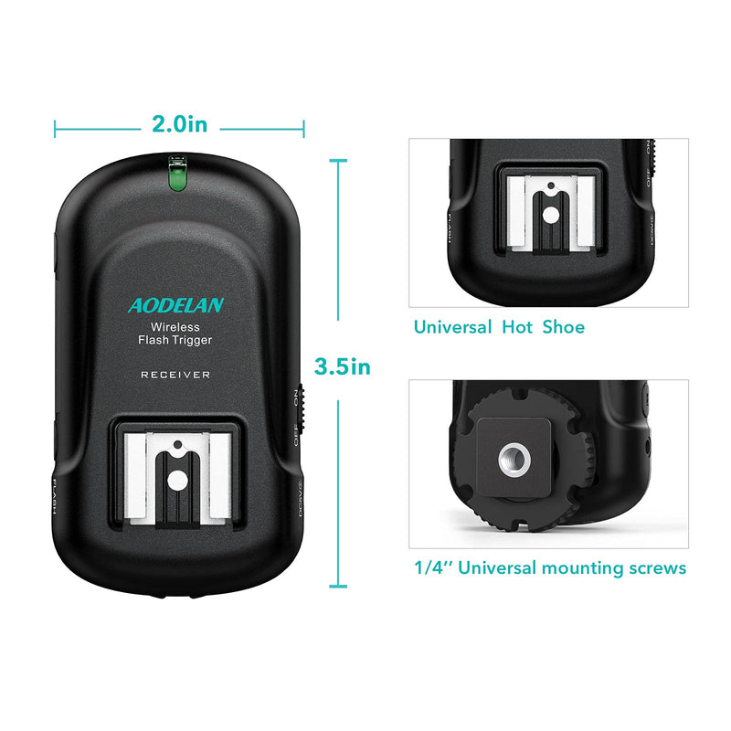 AODELAN Flash Trigger Receiver with Universal Hot Shoe for Canon, Nikon, Olympus, Panasonic, Pentax, Fuji, Samsung, Sony (Receiver Only)