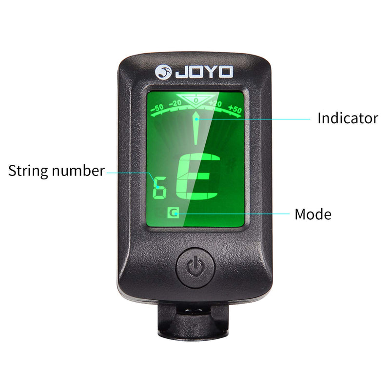 Exjoy Guitar Tuner Digital Electronic Clip-On Tuner Chromatic 5 Modes Auto-off Sensitive Tuner with 12 Plectrums for Acoustic Guitar, Bass, Violin, Ukulele