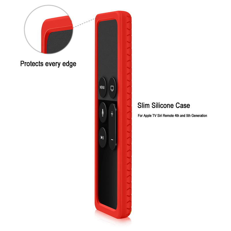 Remote Case Cover for Apple TV 4K 4th 5th Gen Remote, Protective Silicone case for New Apple TV 4K 4th 5th Siri Remote Controller, Full Access, Anti-Slip, Shock Proof (Red) Red