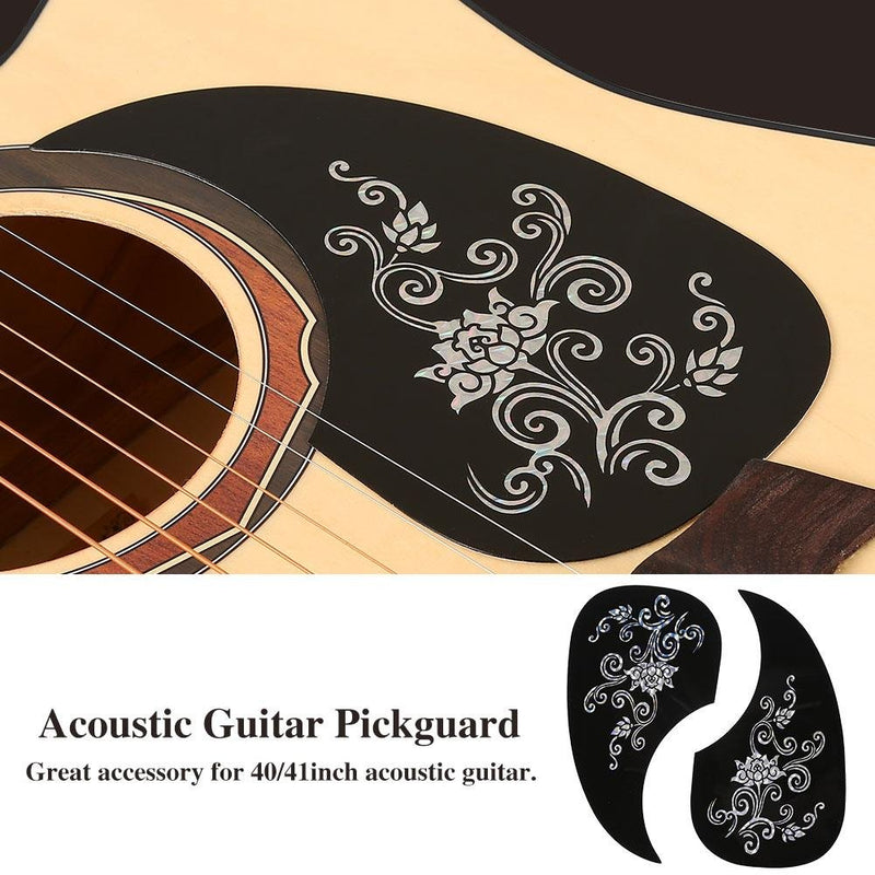 Dilwe 2Pcs Guitar Pickguard Sticker, Comma Shape Pick Guard for Acoustic Guitar Accessory Silver Vine